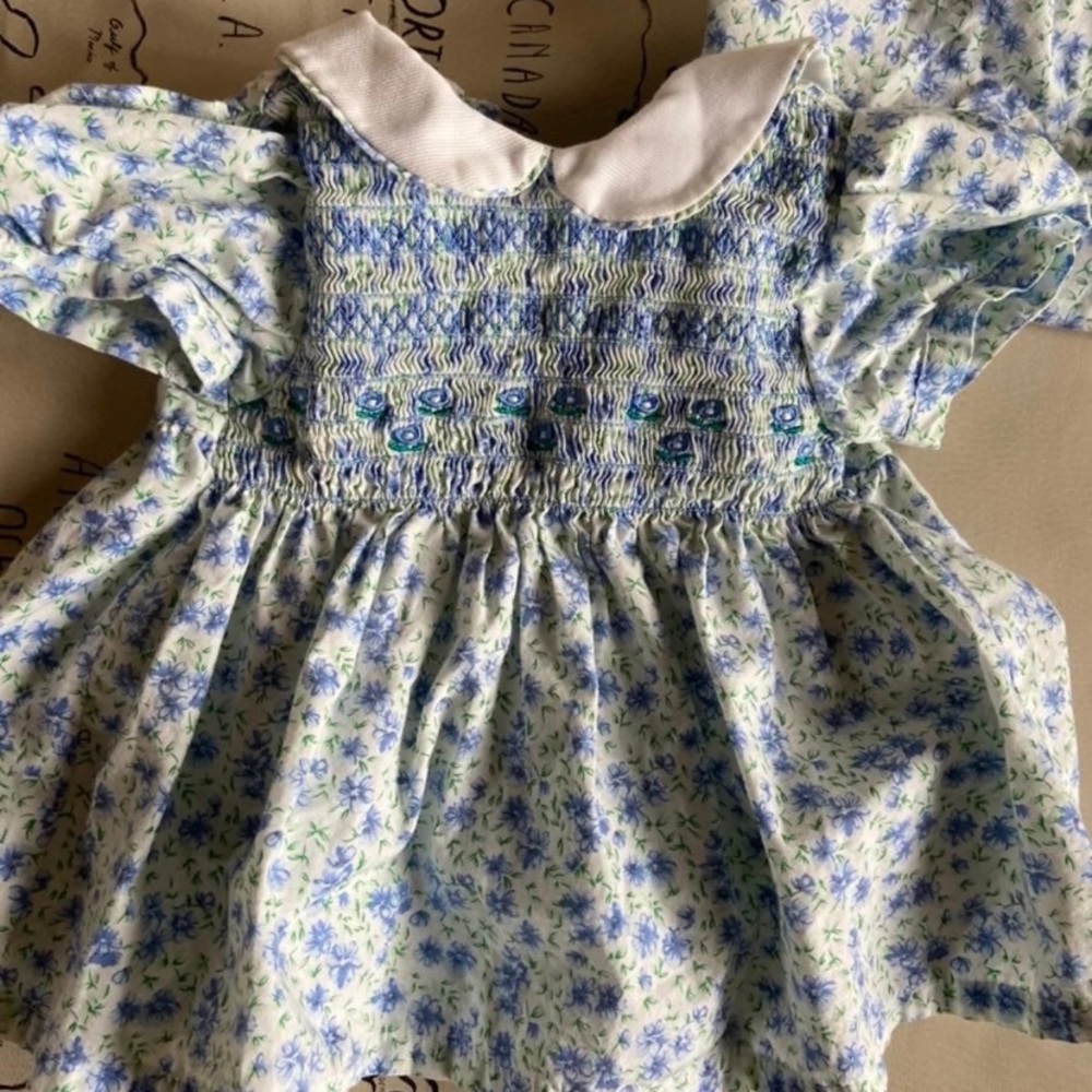 Vintage style floral Rose Cottage baby shirt and bloomers set